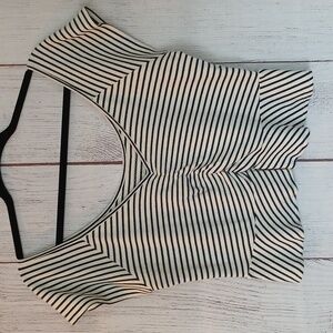 American Eagle Outfitters Black and White Striped Crop Top